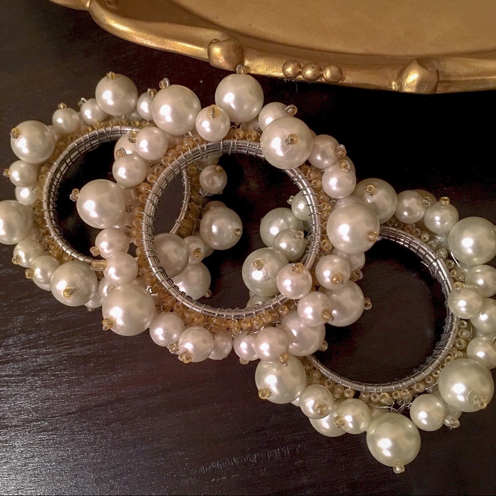 3 pc. Pearl & Beaded Napkin Rings NWOT